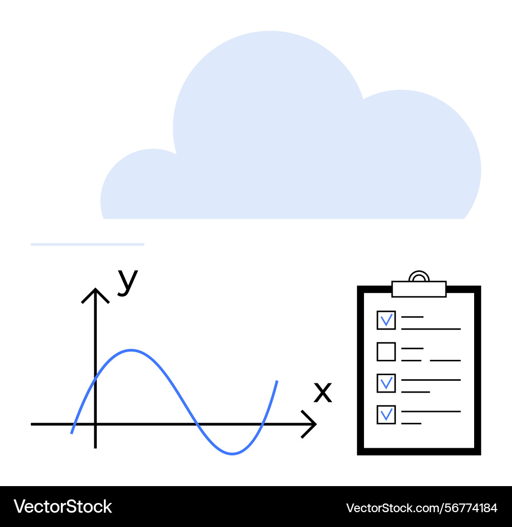 Cloud technology with data analysis and checklist Cloud technology with data analysis and checklist vector image