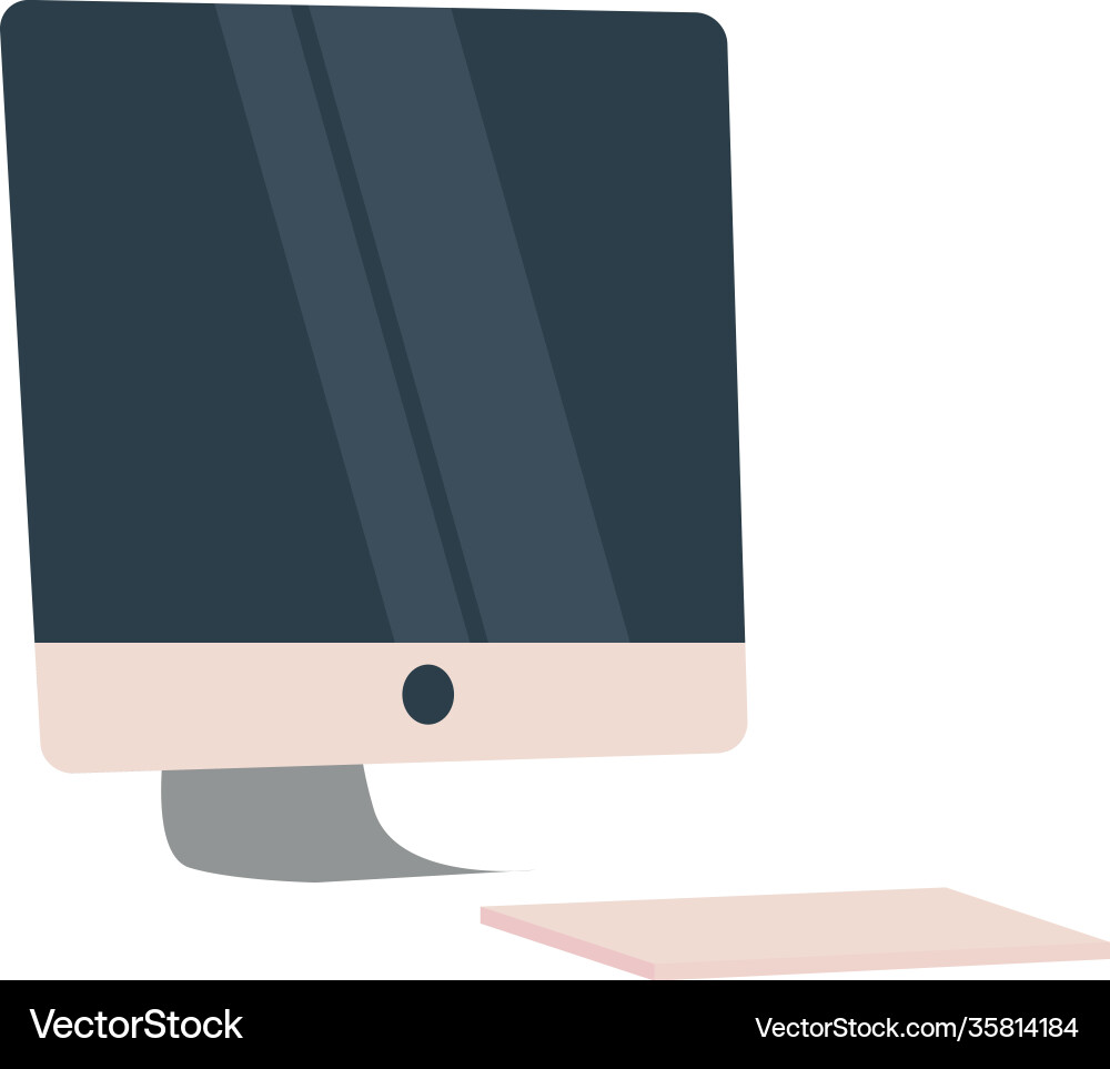 Computer monitor and keyboard colorful design vector image