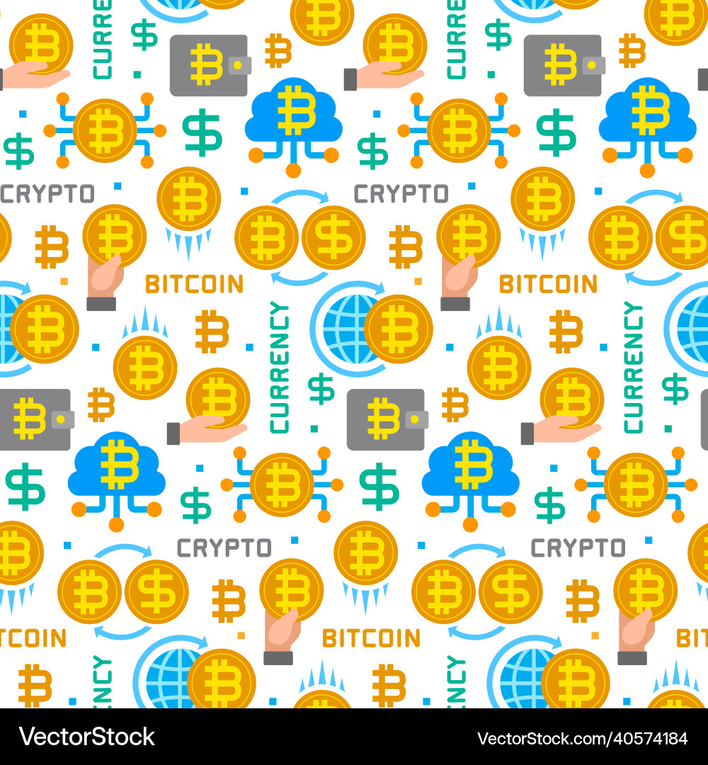Crypto currency bitcoin seamless pattern Crypto currency bitcoin seamless pattern vector image
