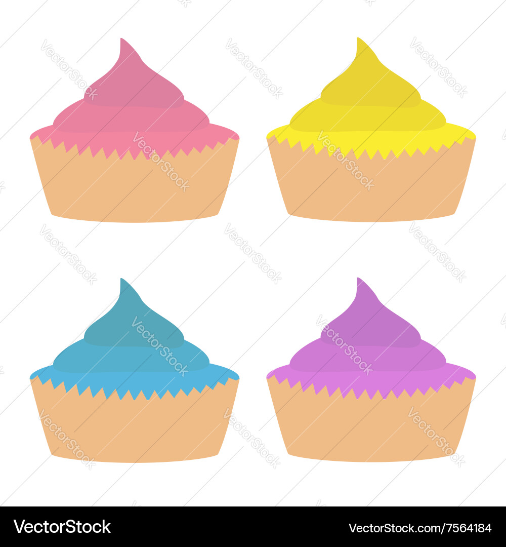 Cupcacke set flat design style isolated Vector Image
