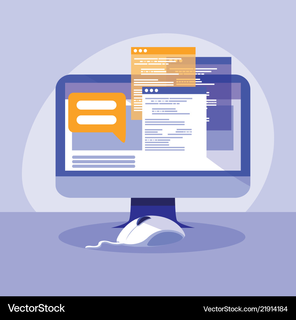 Desktop computer with webpage templates Vector Image