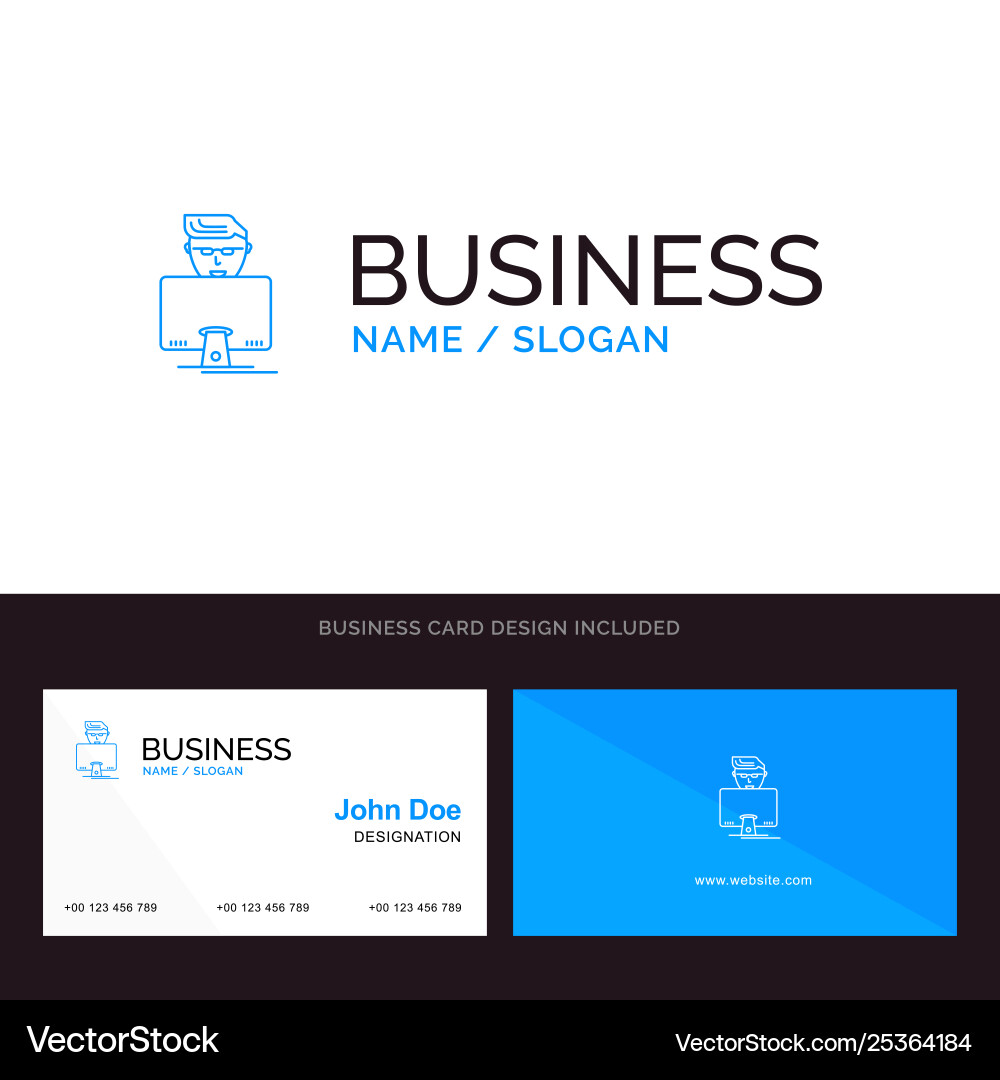 Hacker user gamer programmer blue business logo Hacker user gamer programmer blue business logo vector image