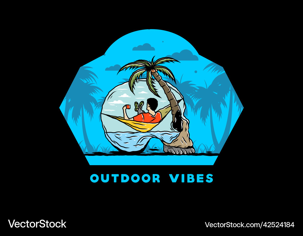 Man on hammock in skull shape Man on hammock in skull shape vector image