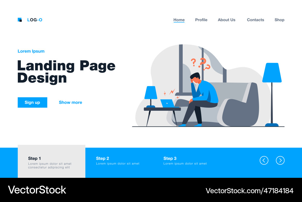 Man using laptop for video call Vector Image