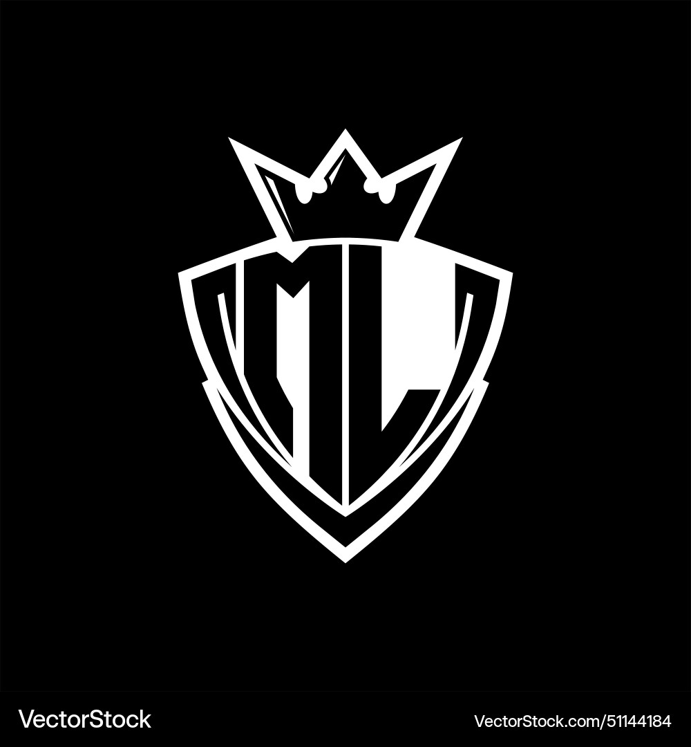 Ml letter logo with sharp triangle shield shape Vector Image
