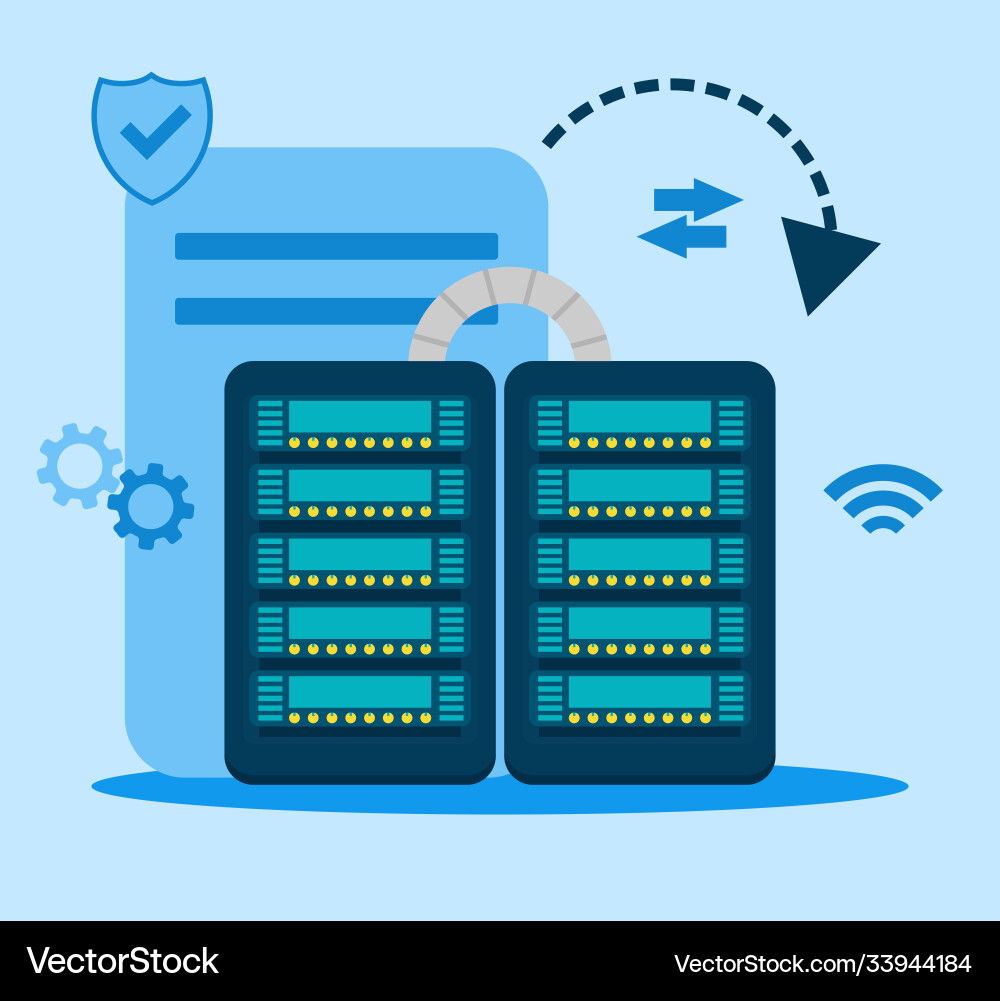 Secure hosting service in flat design vector image