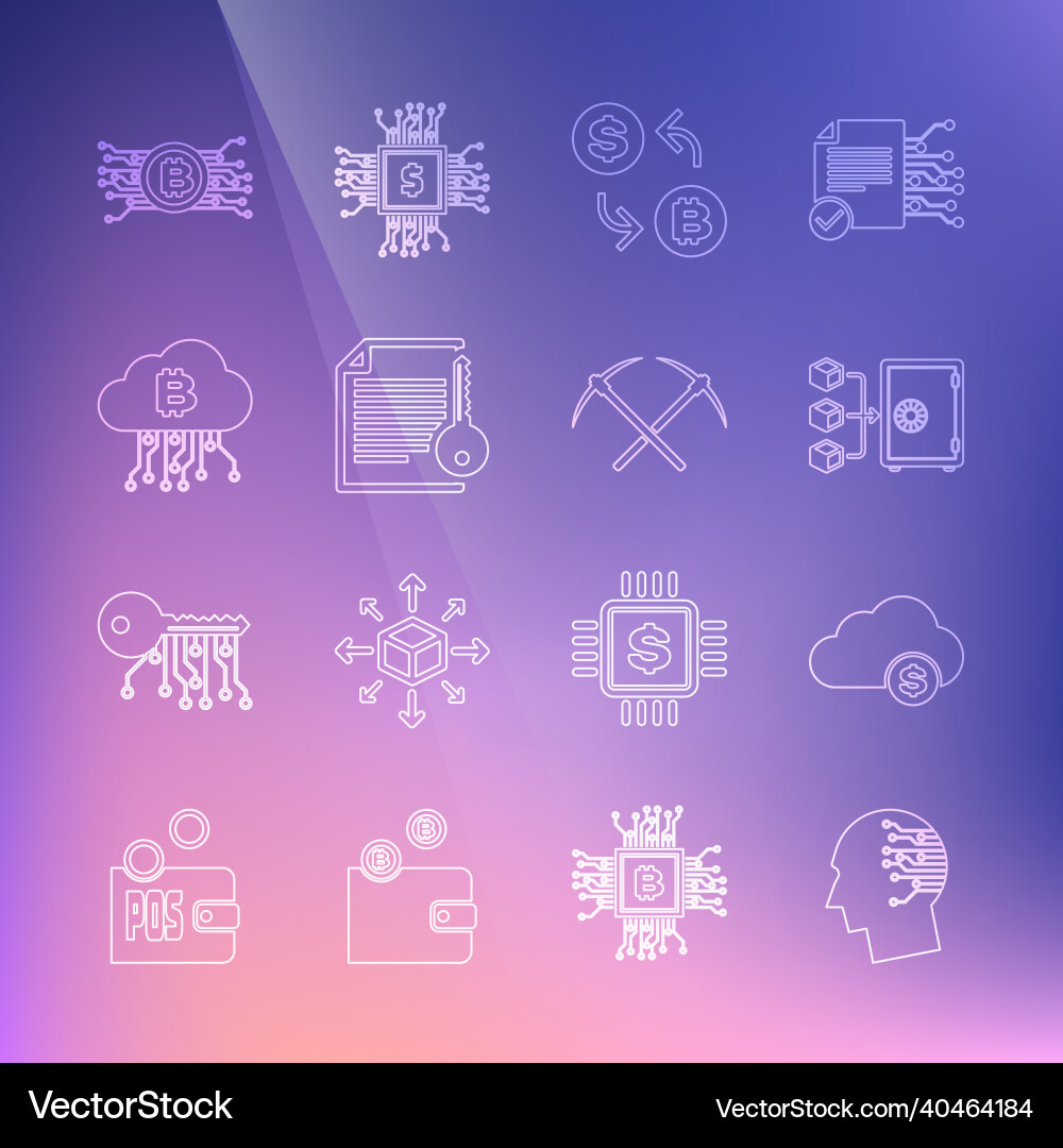 Set line brain as digital circuit board Set line brain as digital circuit board vector image
