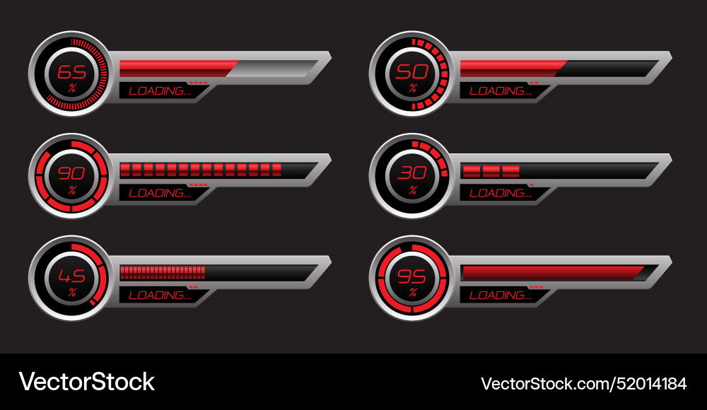 Set of hud modern loading progress bars user Set of hud modern loading progress bars user vector image