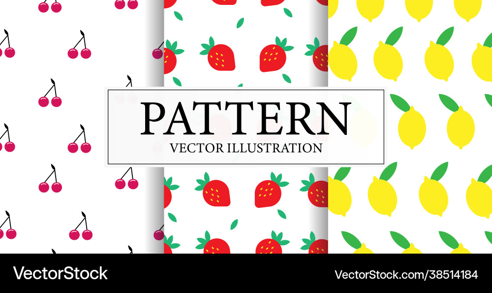 Set seamless patterns various realistic ripe Set seamless patterns various realistic ripe Vector Image