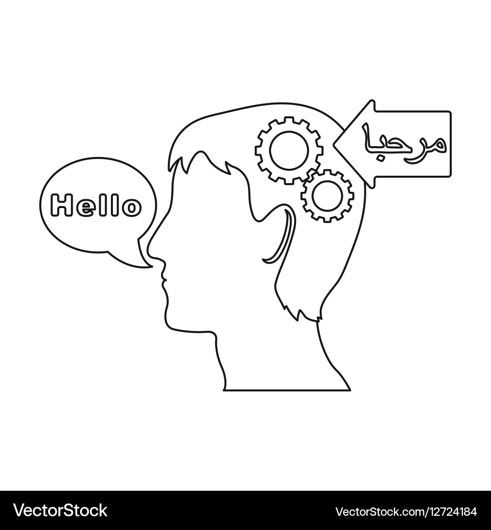 Understanding of foreign language icon in outline Vector Image