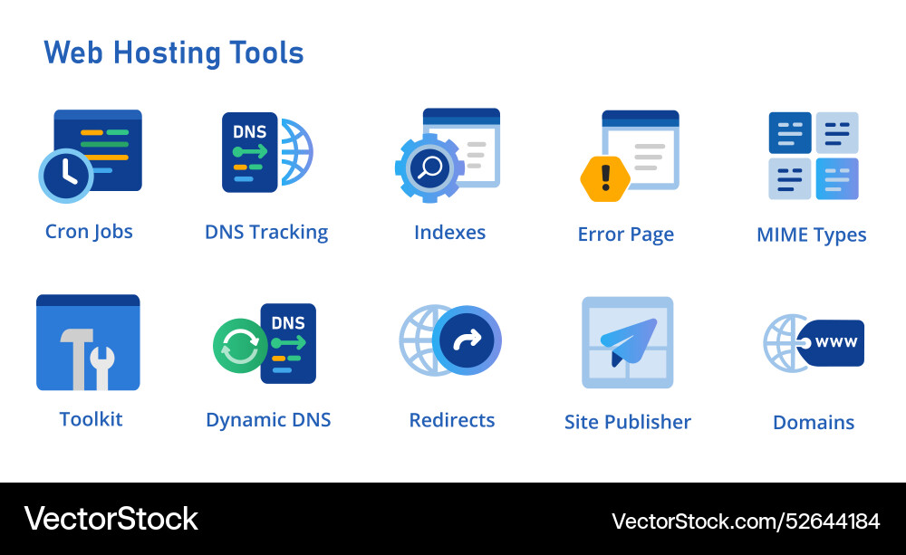 Web server tools icon set collection for cron jobs Vector Image