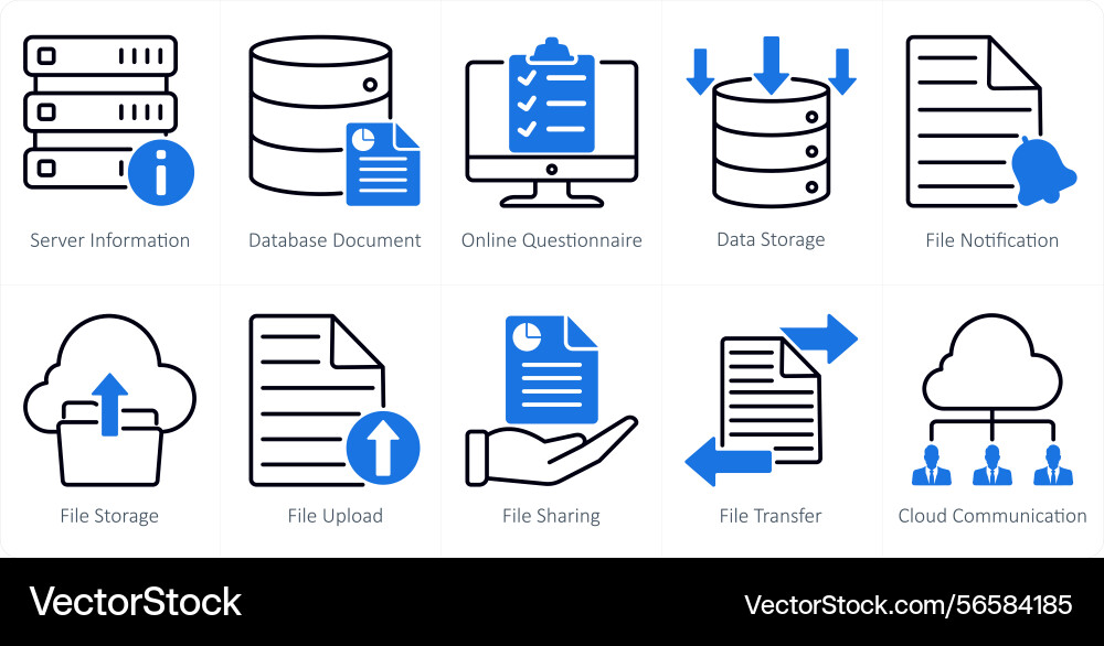 A set of 10 seo icons as information database vector image