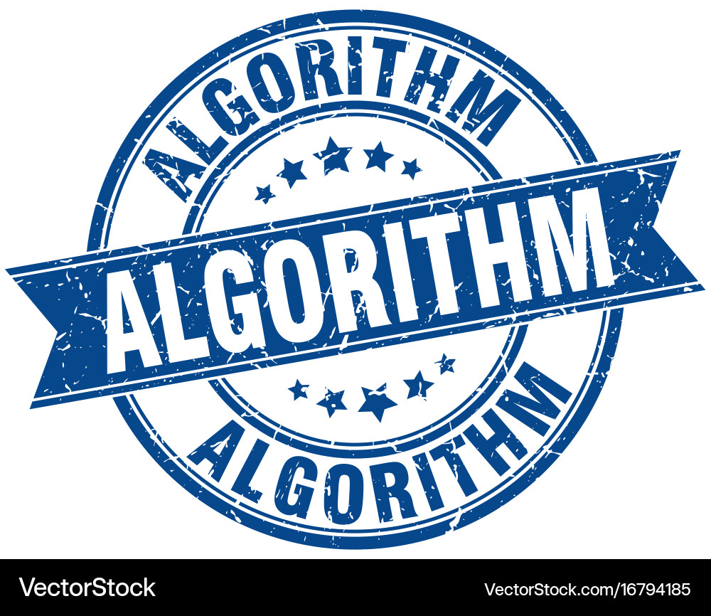 Algorithm round grunge ribbon stamp Vector Image