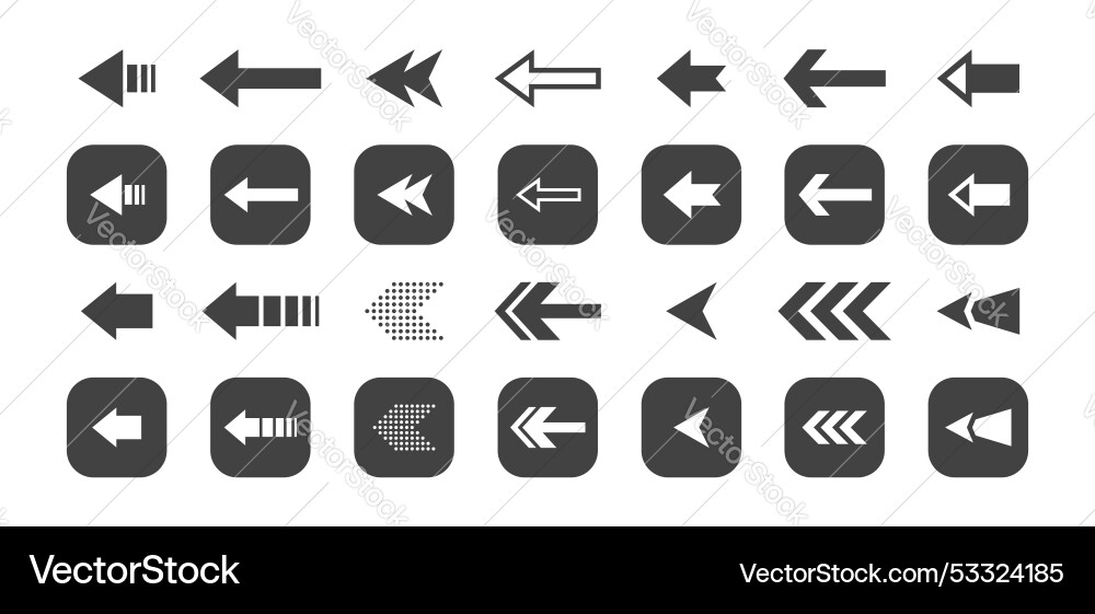 Arrow pointer cursor square icon collection vector image