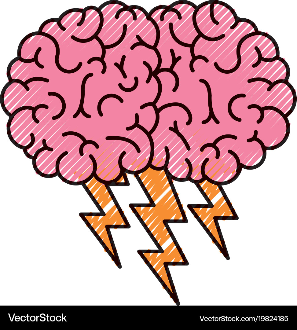 Brain in side view with lightning colored Vector Image
