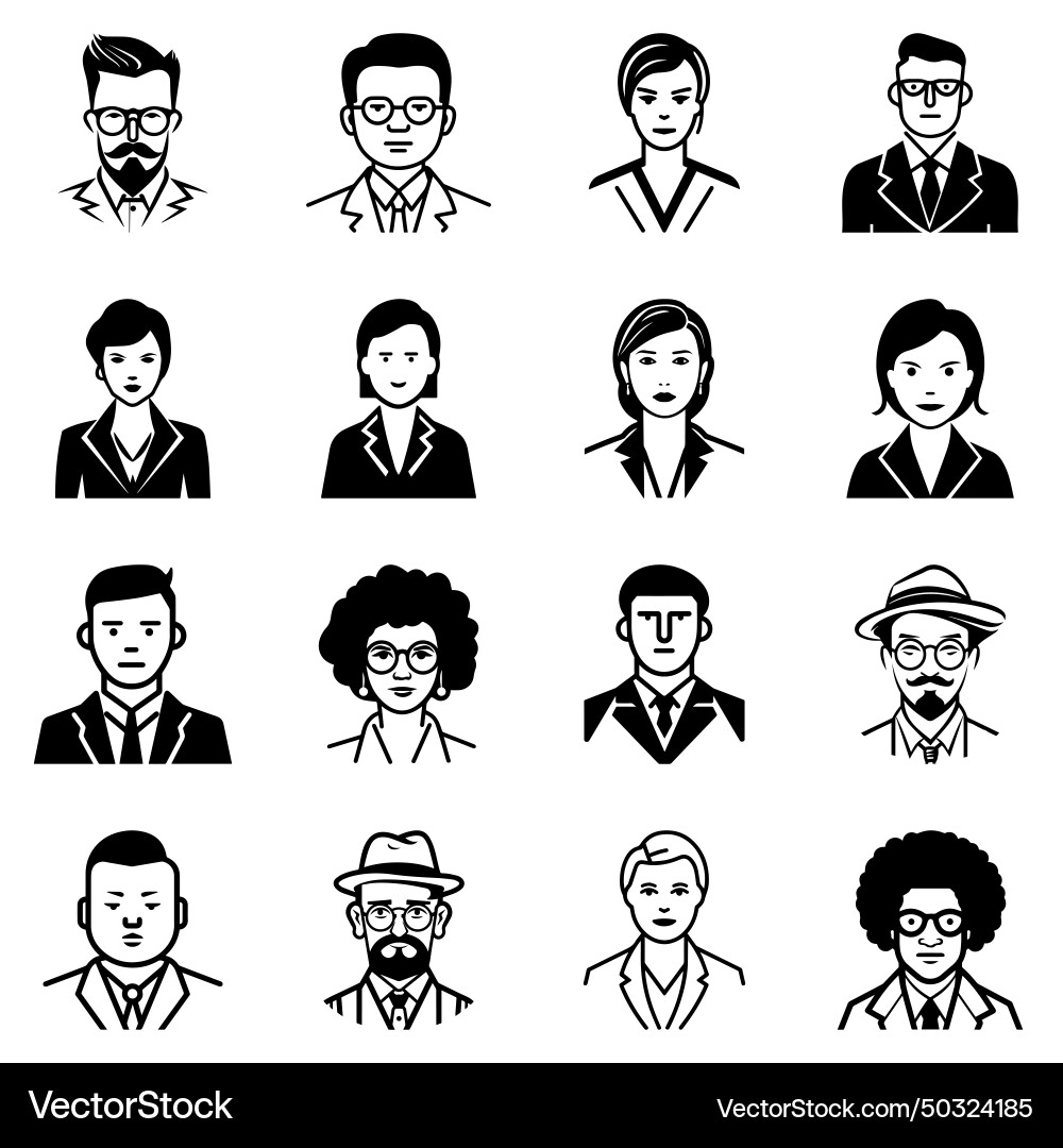 Business people flat icon set isolated on white Business people flat icon set isolated on white vector image