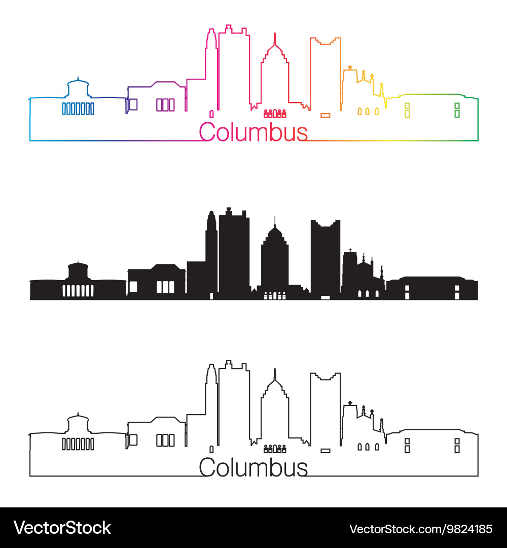 Columbus Skyline Rainbow Silhouette Vector Image