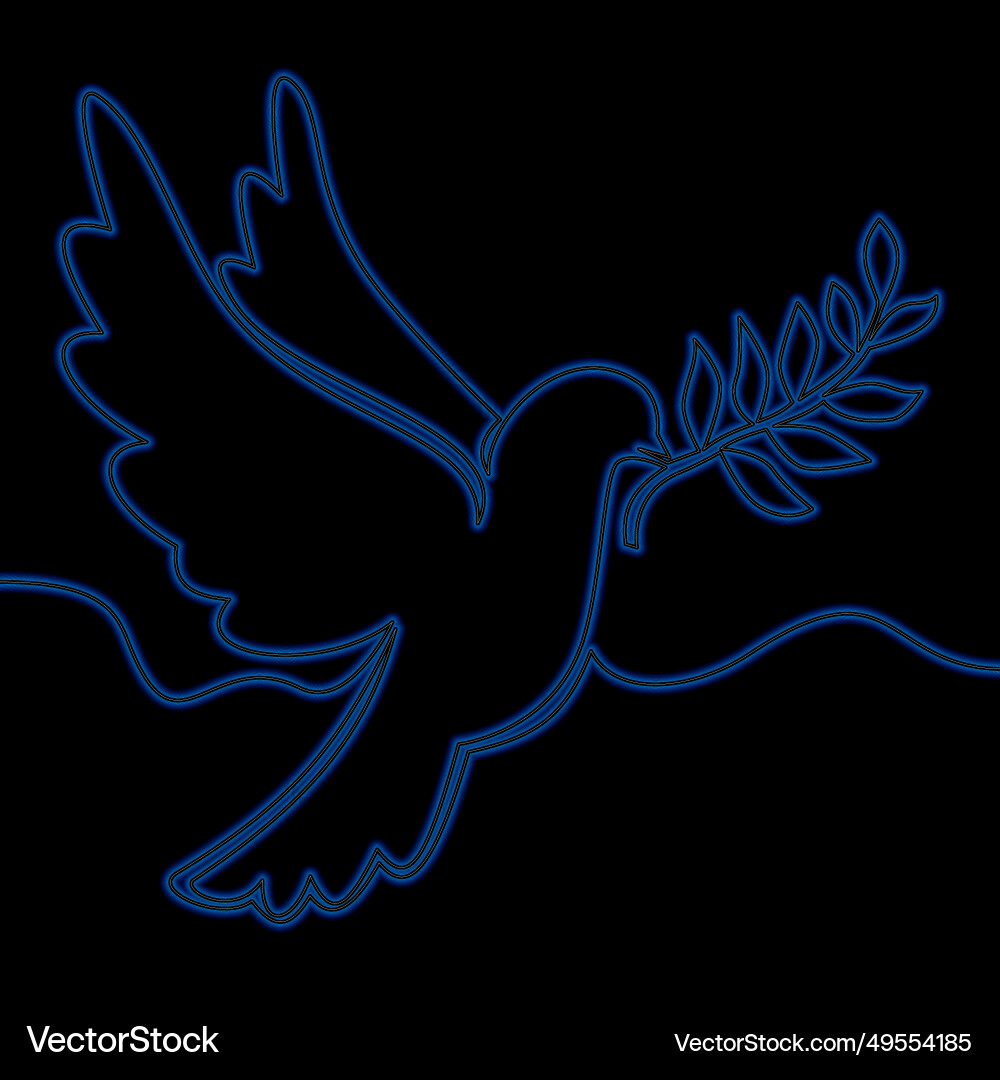 Continuous line dove with branch neon concept Continuous line dove with branch neon concept vector image