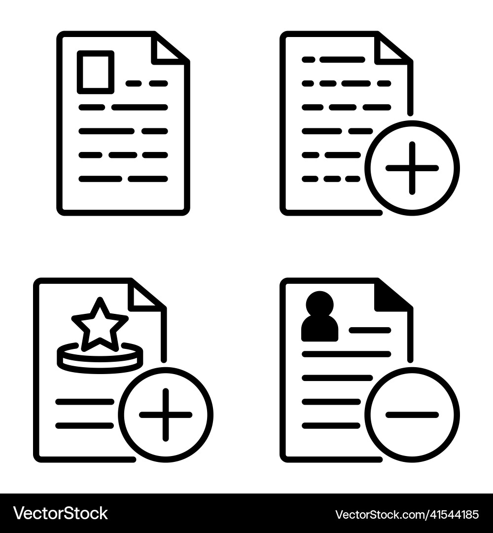 Docs1-2 flat icon set isolated on white background Vector Image
