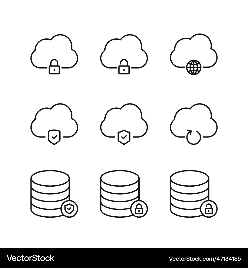 Editable set icon of cloud computing isolated Editable set icon of cloud computing isolated vector image