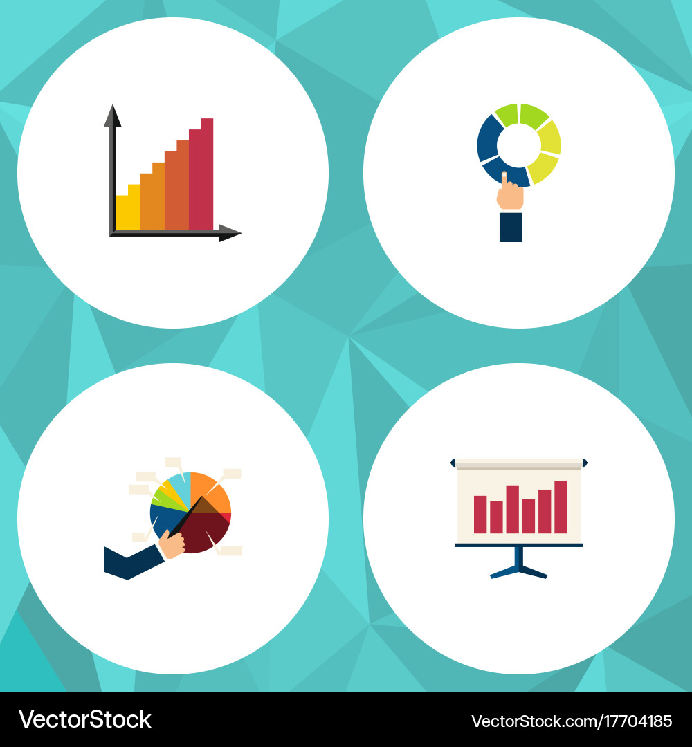 Flat icon graph set of pie bar segment Vector Image