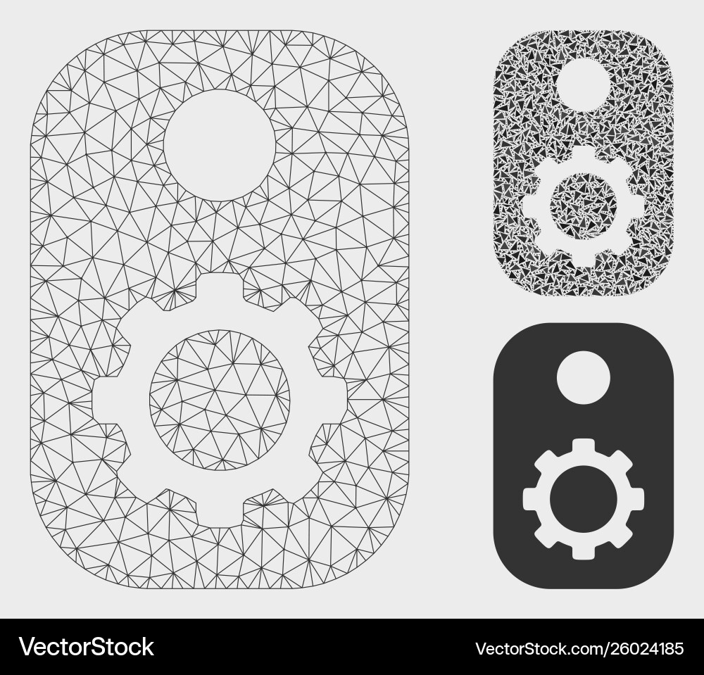 Gear tag mesh network model and triangle Gear tag mesh network model and triangle vector image