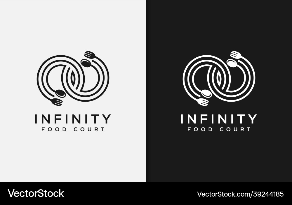 Infinity Food Logo - Plate, Fork & Spoon Vector Image