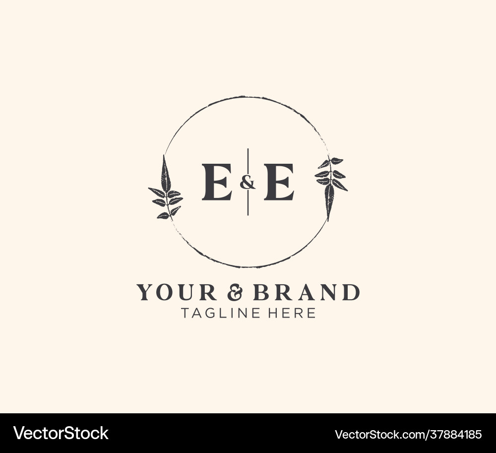 Initial ee letters floral frames botanical – Royalty-Free Vector ...