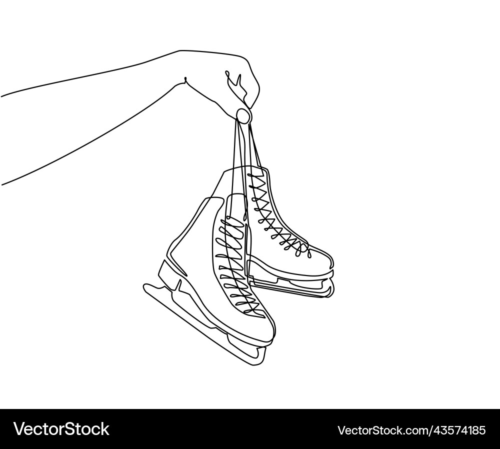 Kontinuierliche eine Linie Zeichnung Mädchen trägt Schlittschuhe Kontinuierliche eine Linie Zeichnung Mädchen trägt Schlittschuhe vektorbild