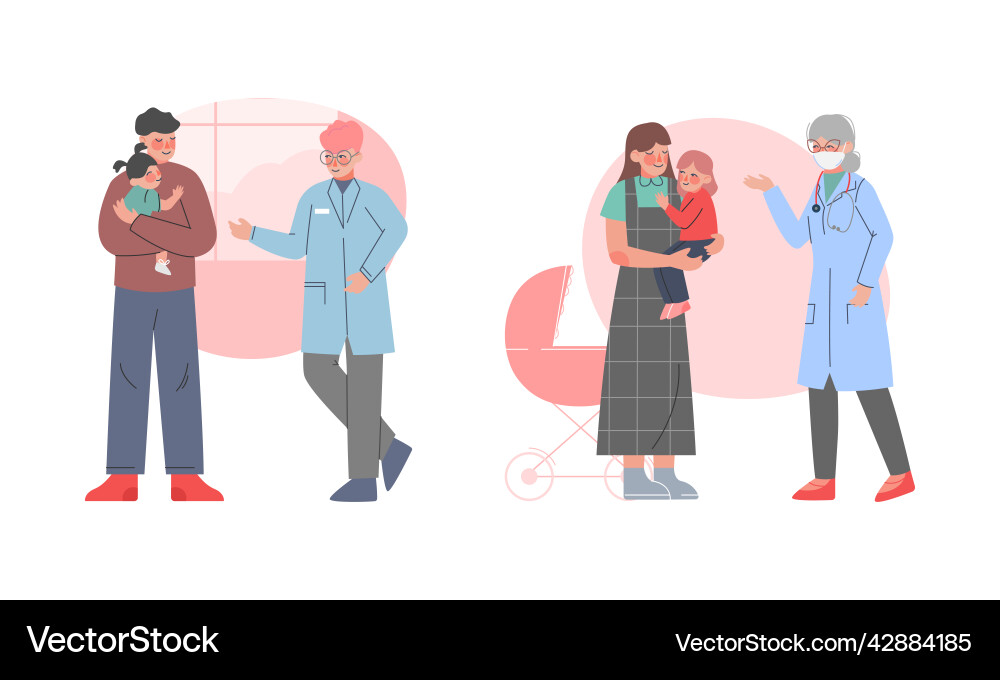 Man and woman doctor pediatrician in lab coat Man and woman doctor pediatrician in lab coat vector image