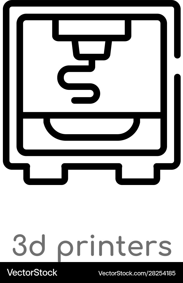 Outline 3d Drucker Icon isoliert schwarz einfach Outline 3d Drucker Icon isoliert schwarz einfach vektorbild