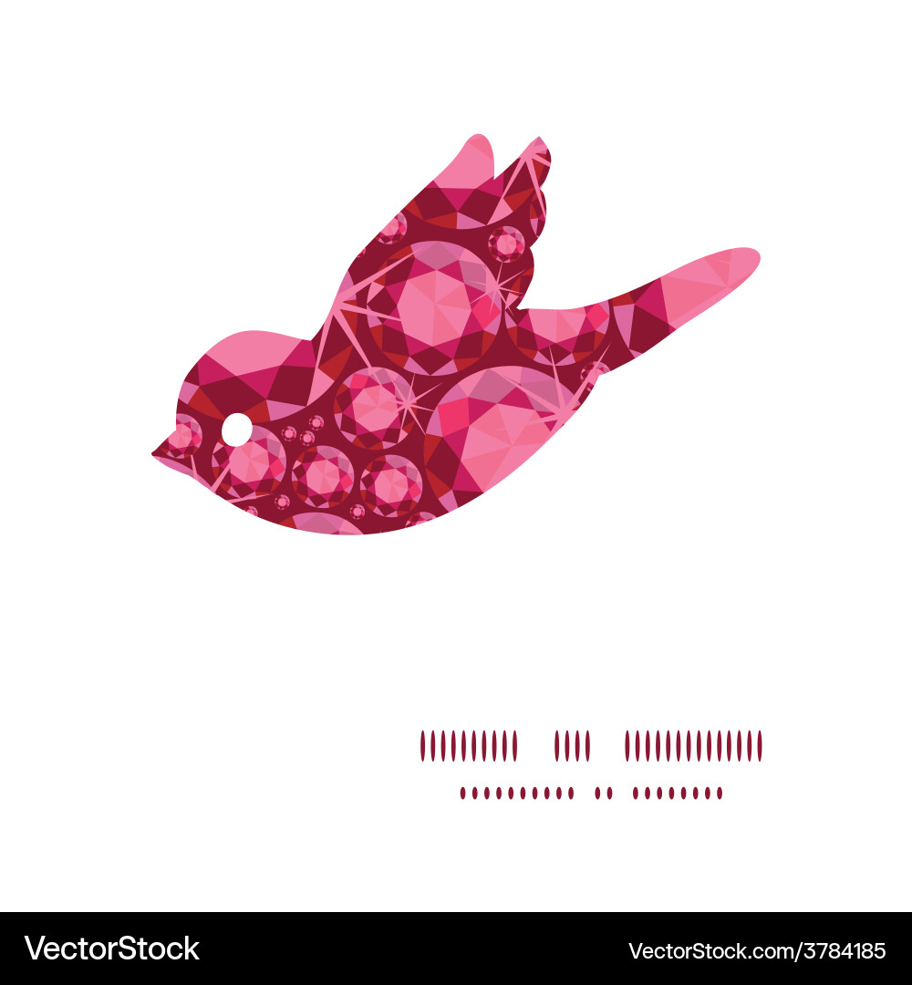 Ruby bird silhouette pattern frame vector image
