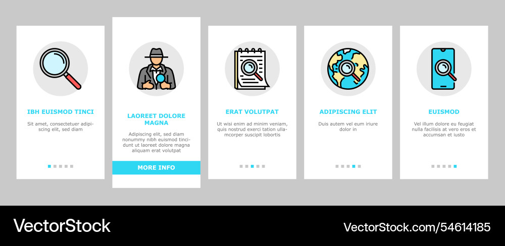 Search web website internet onboarding icons set Search web website internet onboarding icons set vector image