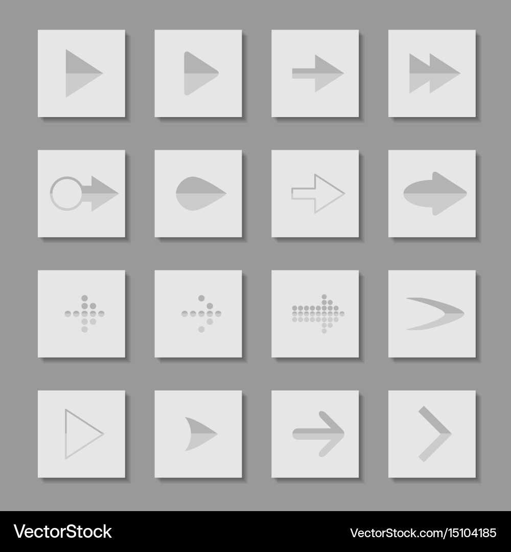 Set arrow icons of web design elements vector image
