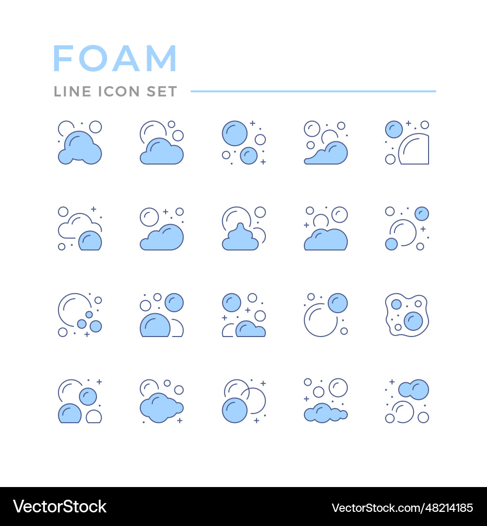 Set color line icons of bubbles and foam Set color line icons of bubbles and foam vector image