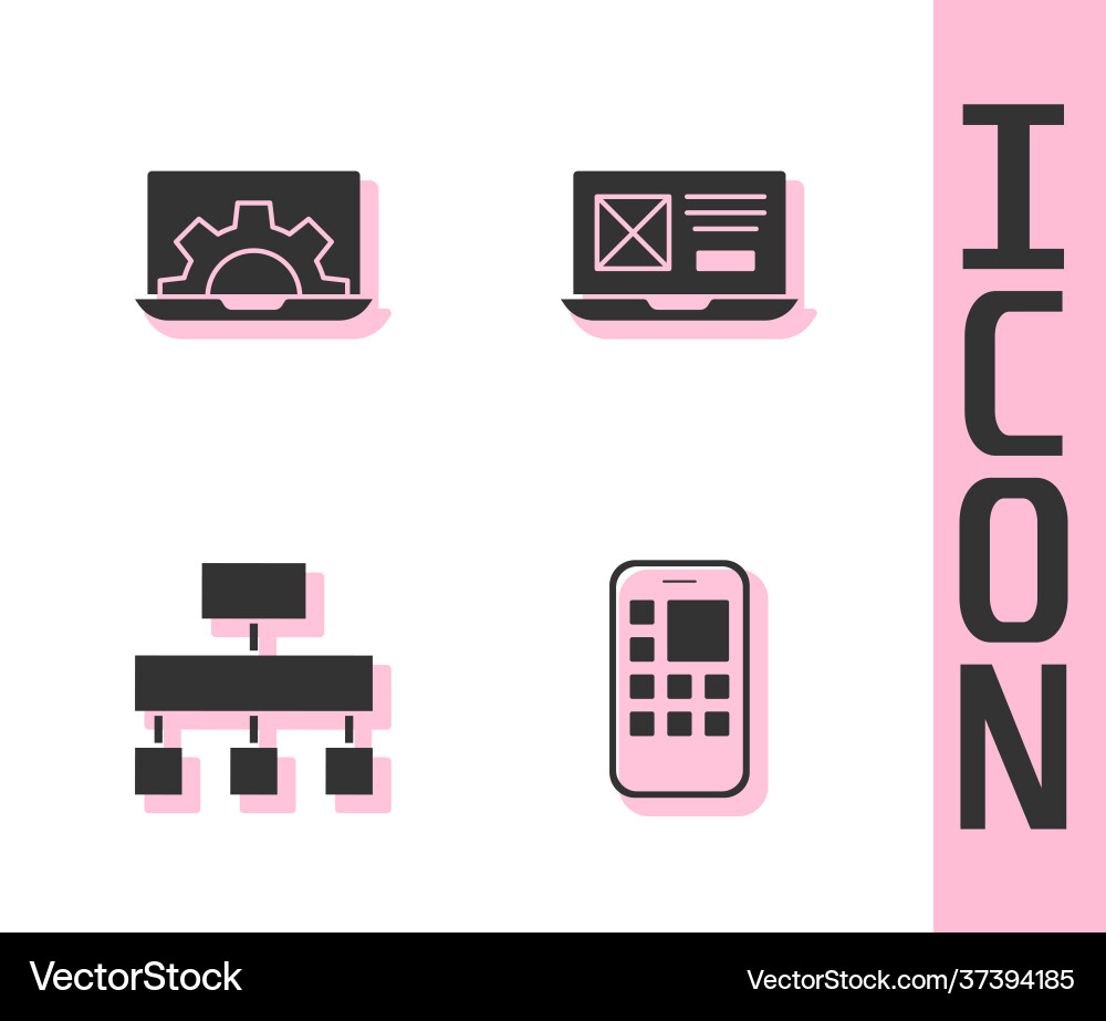 Set mobile apps web development site map and ui Set mobile apps web development site map and ui vector image