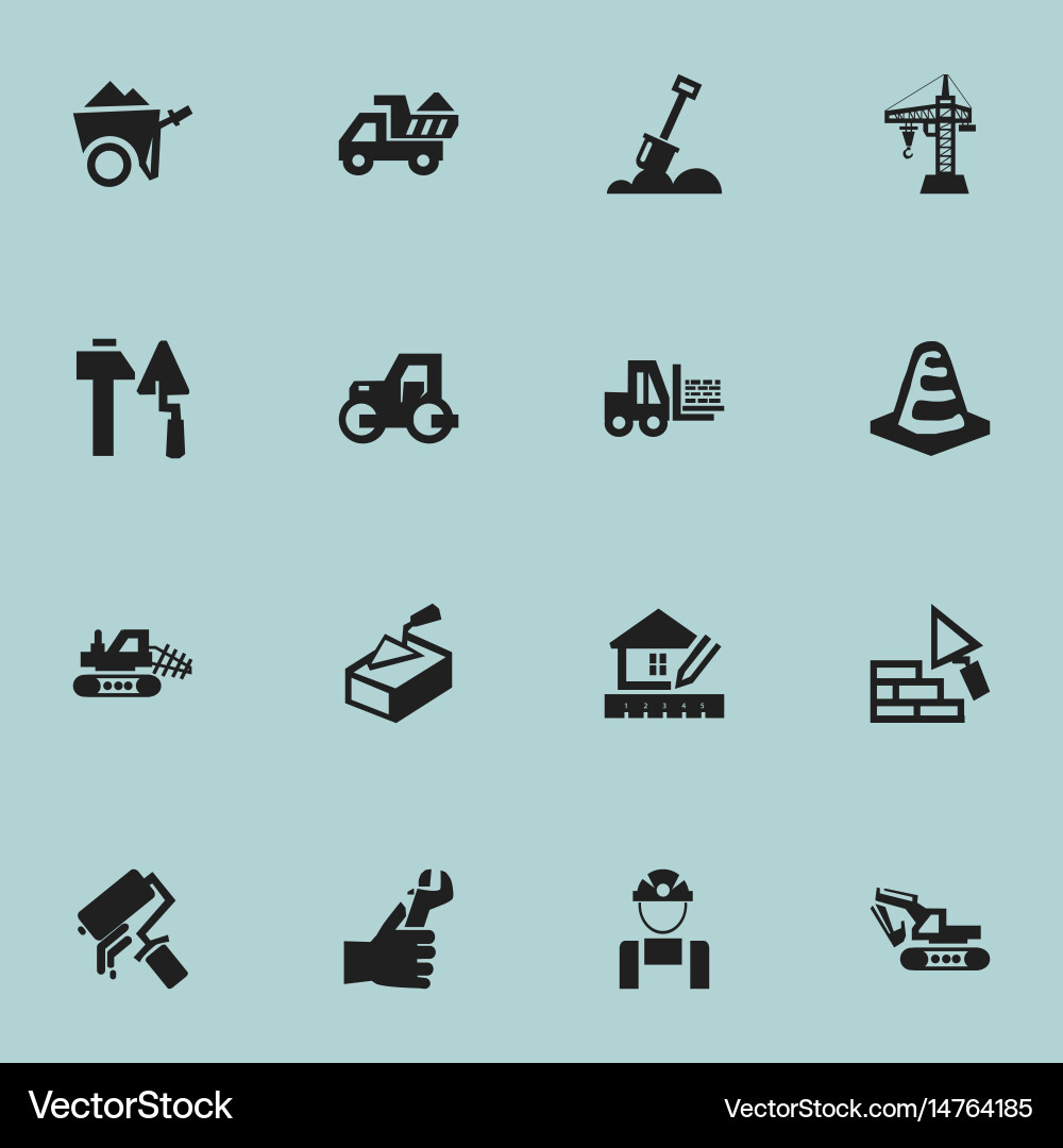 Set of 16 editable structure icons includes Vector Image