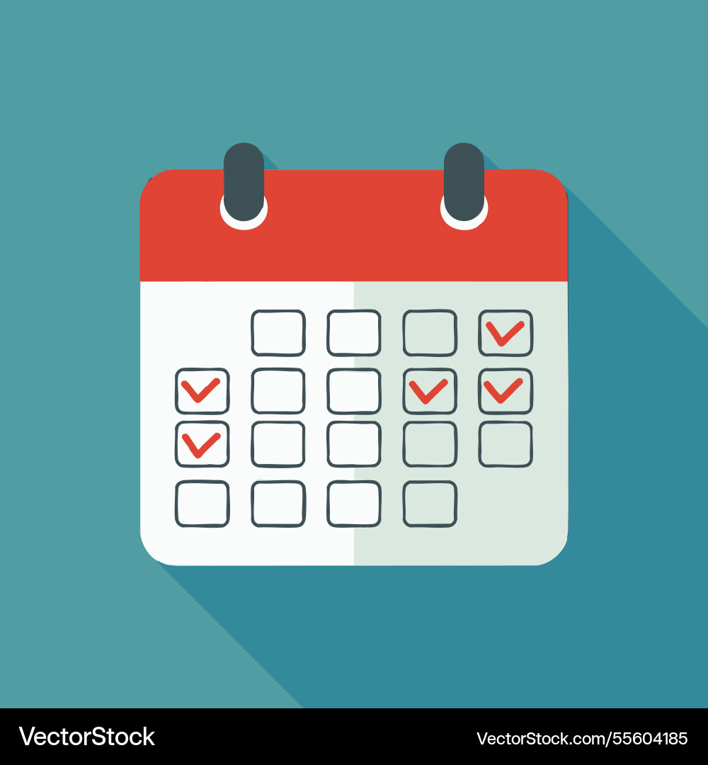 Simple calendar with a marked date Simple calendar with a marked date Vector Image