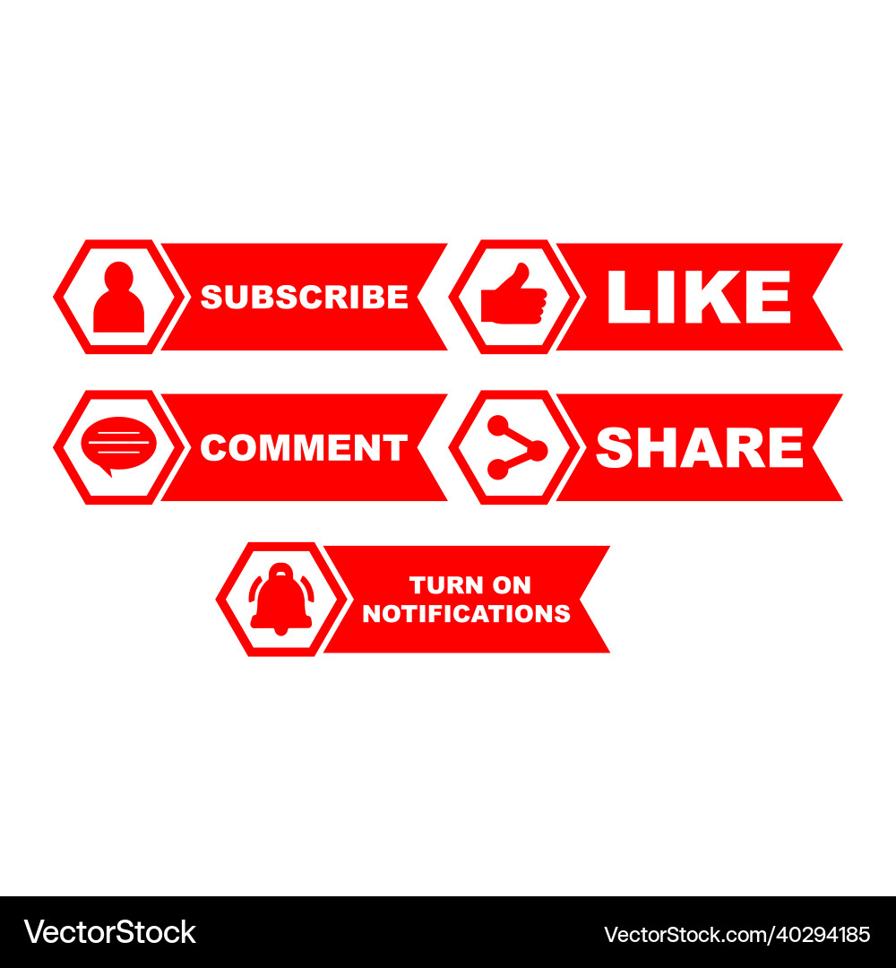 Subscriber button collection with multiple ribbon Subscriber button collection with multiple ribbon vector image