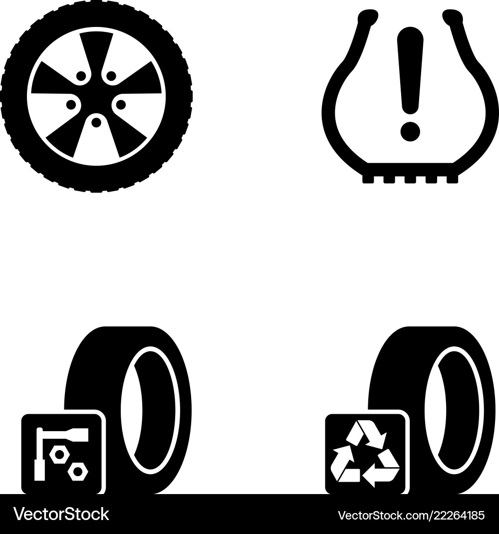 Tires wheels disks simple related icons Tires wheels disks simple related icons vector image