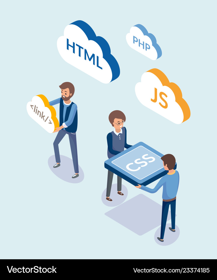 Web Developer Coding mit Technologie Vektorbild