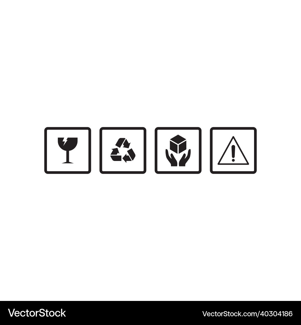 A set of package icon fragile Vector Image