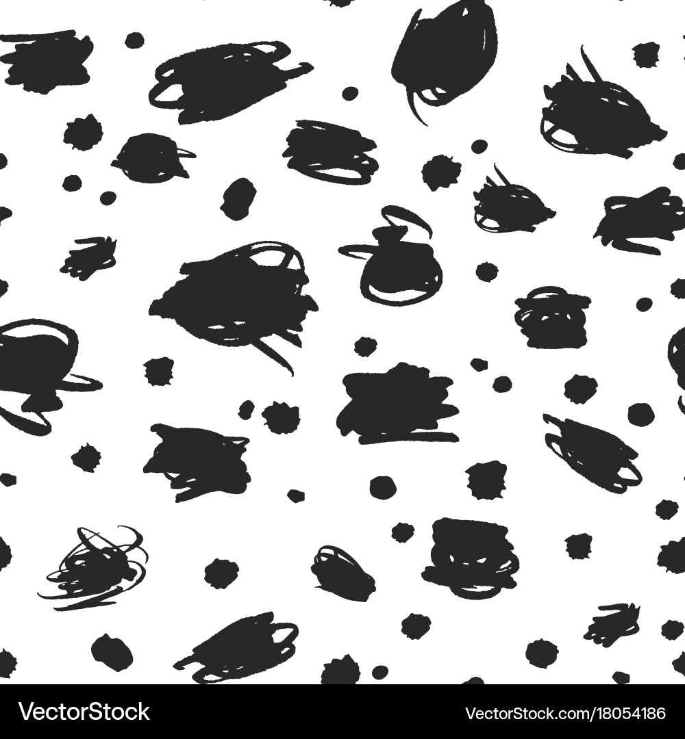 Abstract ink scribbles and spots pattern Vector Image