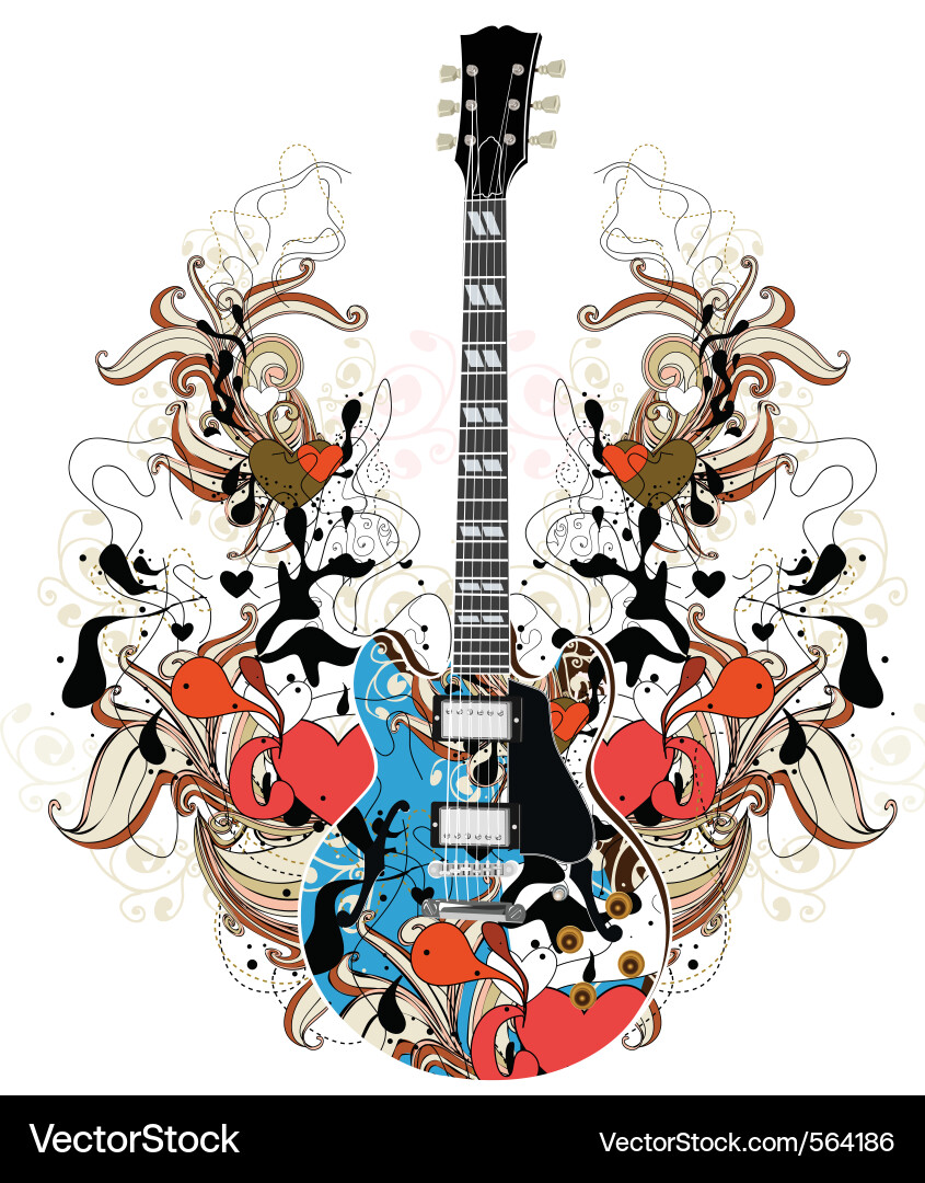Bunte Gitarrenarbeit Vektorbild