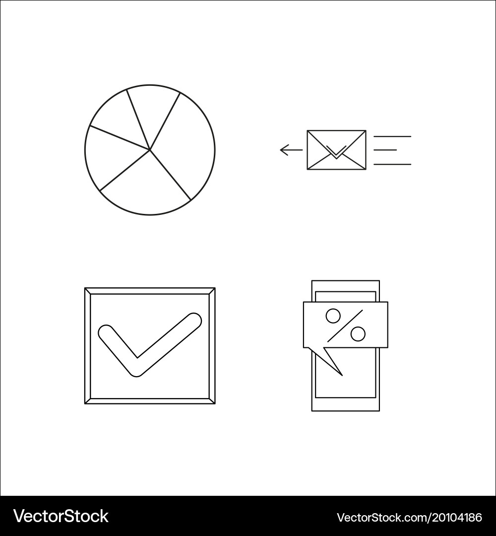 Business simple linear icon setsimple outline Vector Image