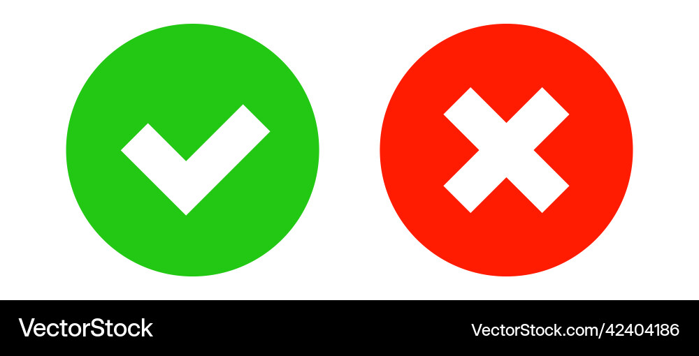 Check mark and cross icon set Check mark and cross icon set vector image