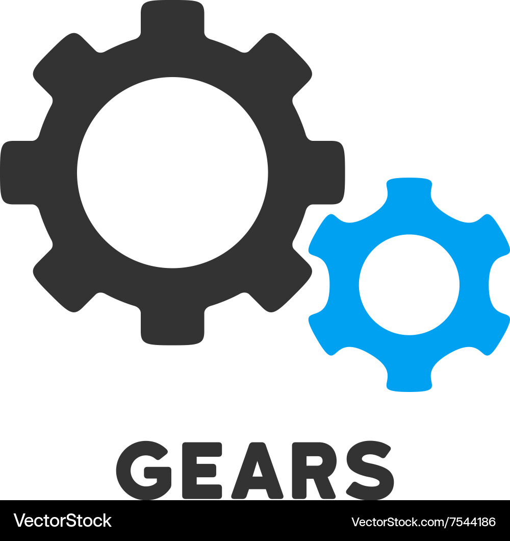 Gears flat icon with caption Vector Image