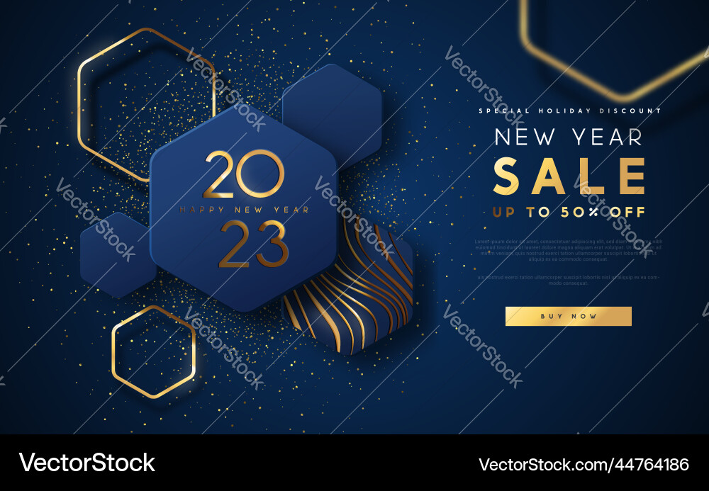 Happy new year 2023 gold sale template background Happy new year 2023 gold sale template background vector image