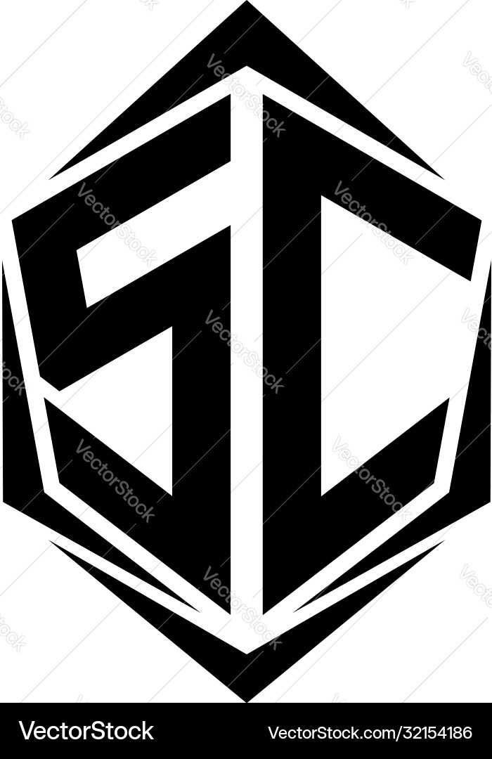 Initial sc logo design with shield style Vector Image