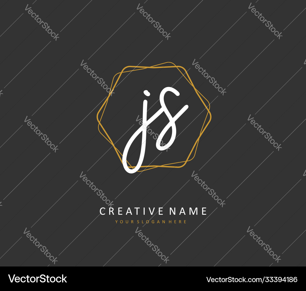 J s js initial letter handwriting and signature Vector Image